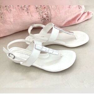 Comfort Plus By Predictions White Women's Low Wedge Sandal Size 6